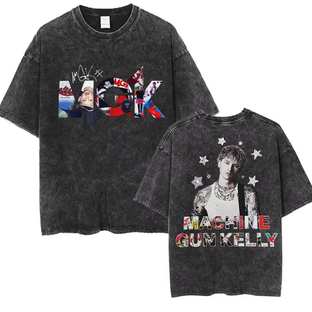 Vintage Washed Machine Gun Kelly T Shirt MGK Lost Americana Tour Fans Tshirts Men Women Punk Gothic Hip Hop Oversized Tees