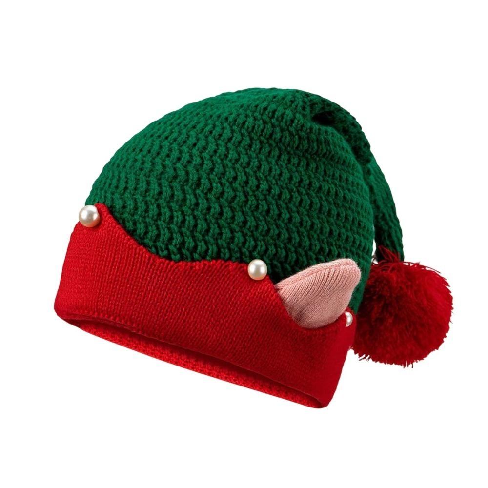 Striped Pattern Christmas Hat Knitted Knitted Hat Christmas Holiday Gift Elf Santa Cap  New Year