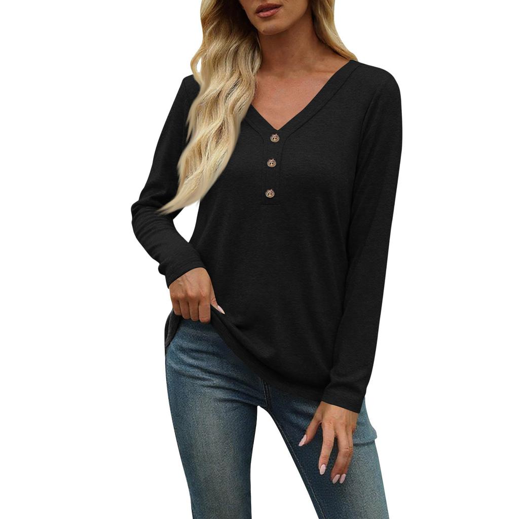 Women's Fashionable And Casual Seven Long Sleeve Printed Round Neck T-Shirt Top