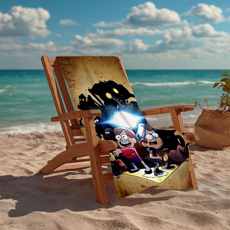 Ultra-weiches Strandtuch mit Gravity Falls Thema, Ideal für Pool - Camping, Tauchen - Perfekter Reisebegleiter, Lebendiges Strandtuch.