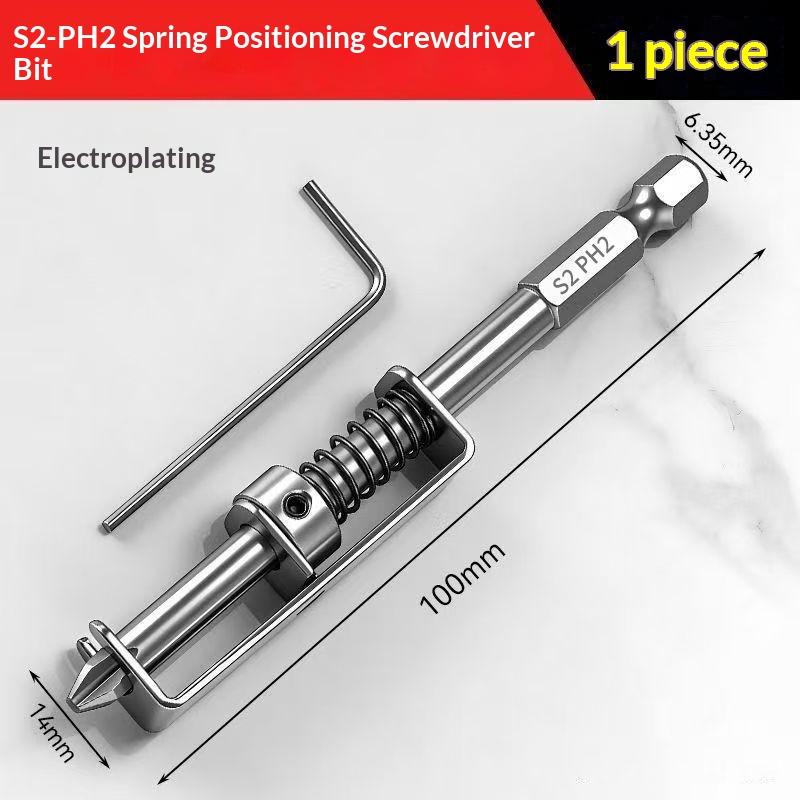 Hexagonal Shank Magnetic Screwdriver Head Fixed Drill Bit Universal Crosshead Power Tool Accessory Spring Type Positioning1/2Pcs