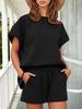 Women's Two Piece Loungewear Set Short Sleeve Top and Shorts Matching Pajama Outfit with Pockets