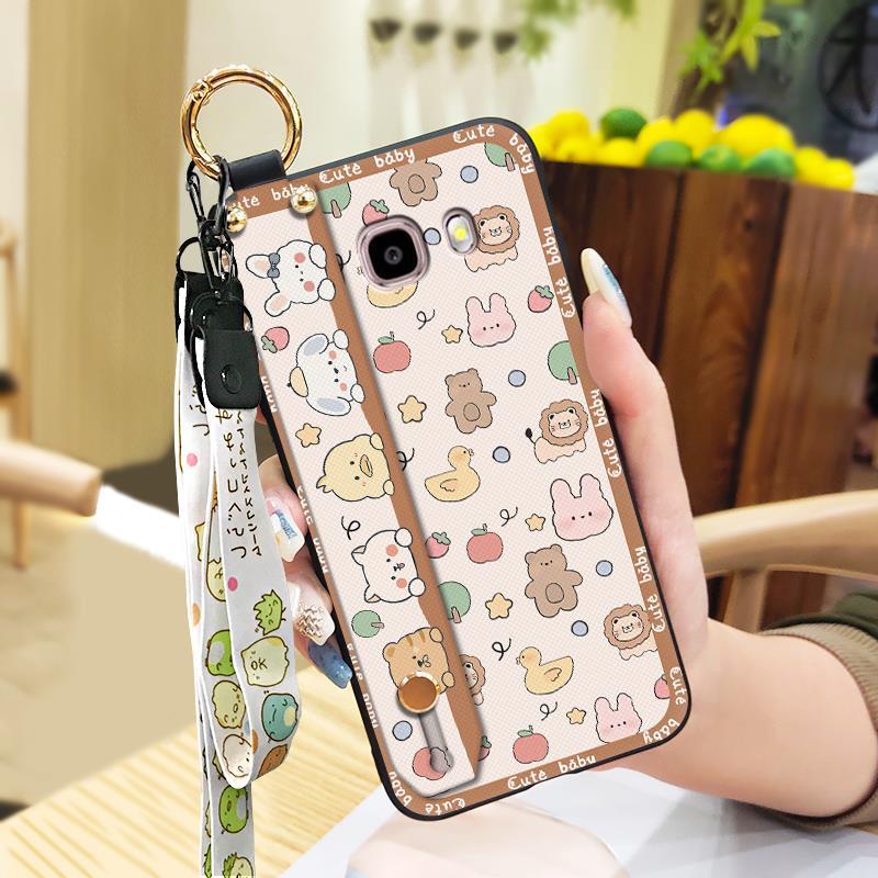 Anti-dust Wrist Strap Phone Case For Samsung Galaxy J510/J5 2016/J5108 Fashion Design Kickstand Silicone Cute Anti-knock