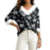 Christmas V-Neck Top with Elegant Cut for Party, Date and Everyday Wear