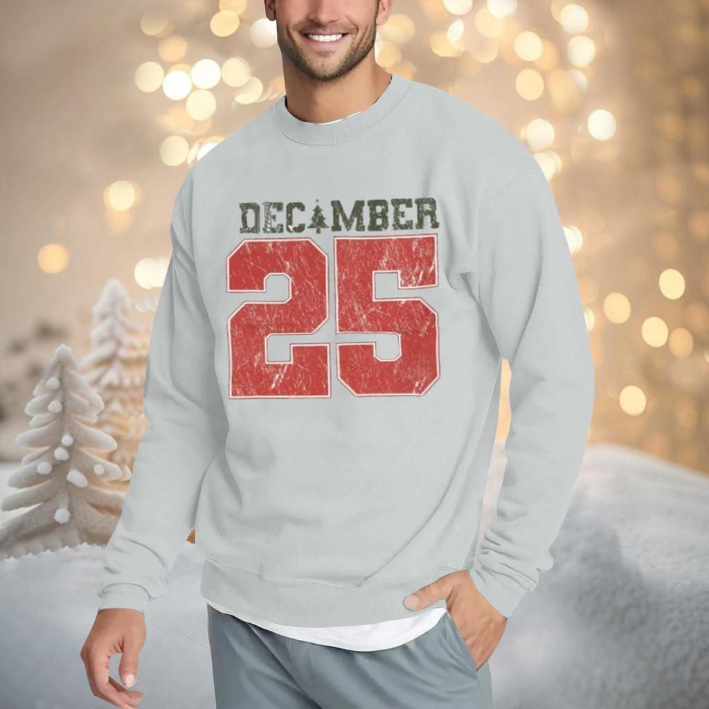 Christmas Print Loose Fit Round Neck Sweatshirt For Men