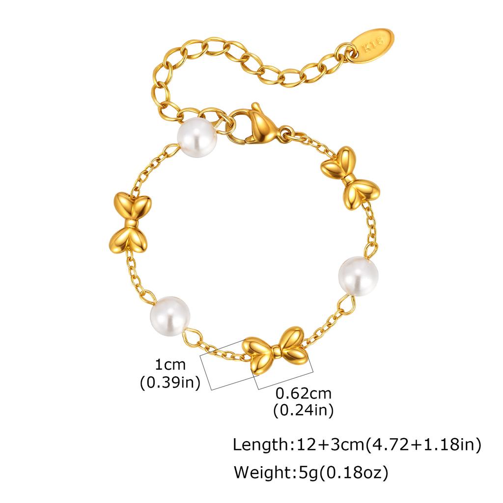 Children's Bow Bracelet,Gold Plated Stainless Steel Flat Rolo Chain Bowknot Bracelets for Baby,Chic Jewelry Gifts