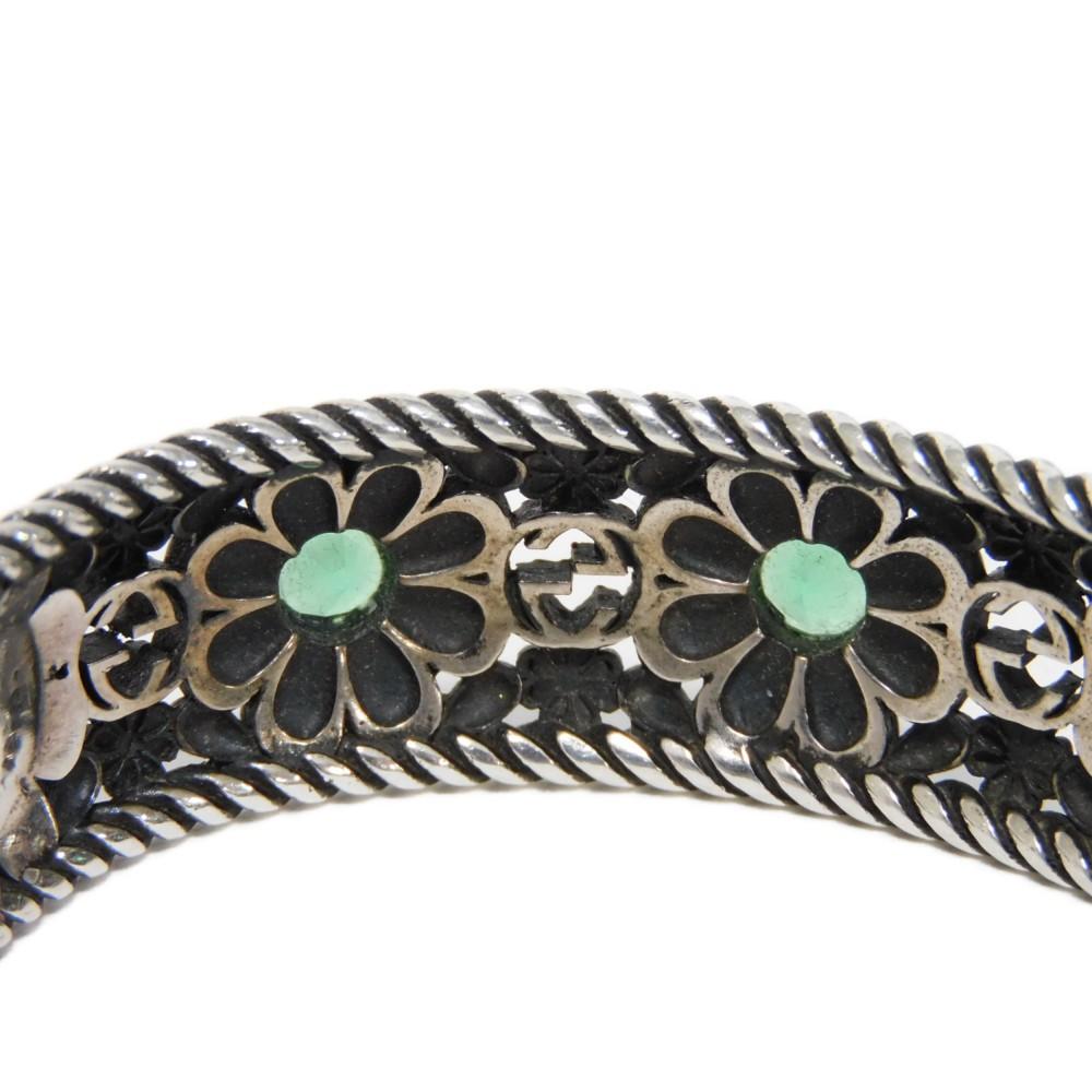 Used 9539 Flower Crystal Bangle 607107 J7457 8137 7986 16 Double G Arabesque Smoked Finish Interlocking G Ag925 Women's