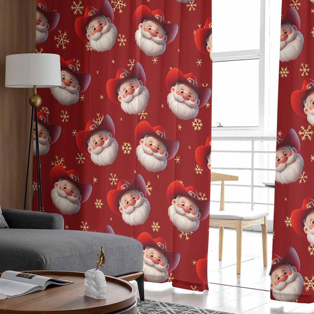 Västlig Jul Cowboy Jultomten Gardiner För Vardagsrum Sovrum Hemdekoration Fönster Voile Tyllgardin Draperier