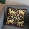 2D Golden Cat & Leaves Patterned Pillow Cover Pattern Cushion Cover Suitable For Sofa Bedroom Car Pillow Cover