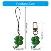 Green Four Leaf Grass Charm Pendant Chain Phone Strap Pocket Keychain Strap Hangings Decoration for Key Bag Purse