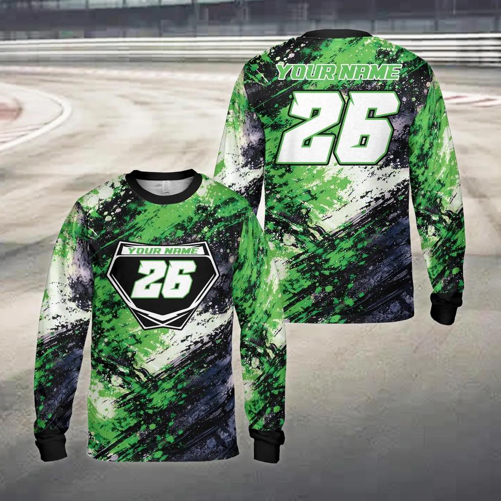 Custom Diy Paint Splash Racing Sports Jersey Personalized Name Number Text Long Sleeve Motocross Shirt For Dirt Bike Enthusiasts