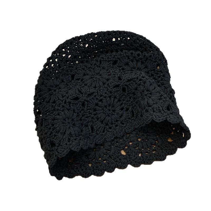 Fashion Style Hand Knitted Crochet Slouchy Beanie for Girls Retro Openwork Bucket Hat Ethnic Bohemian Design Photography Cap