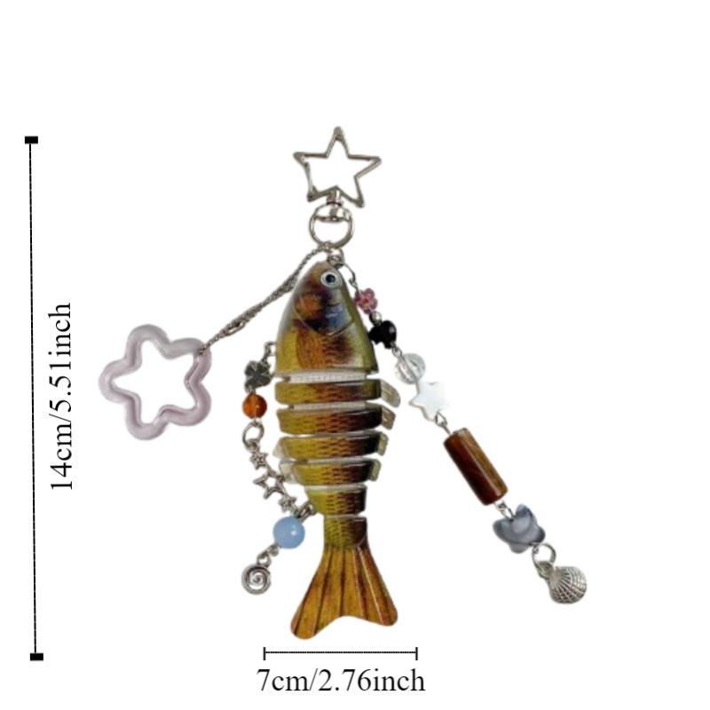 Bionic Design Artificial Fish Pendant Phone Lanyard Fish Bait Lanyard  Backpack