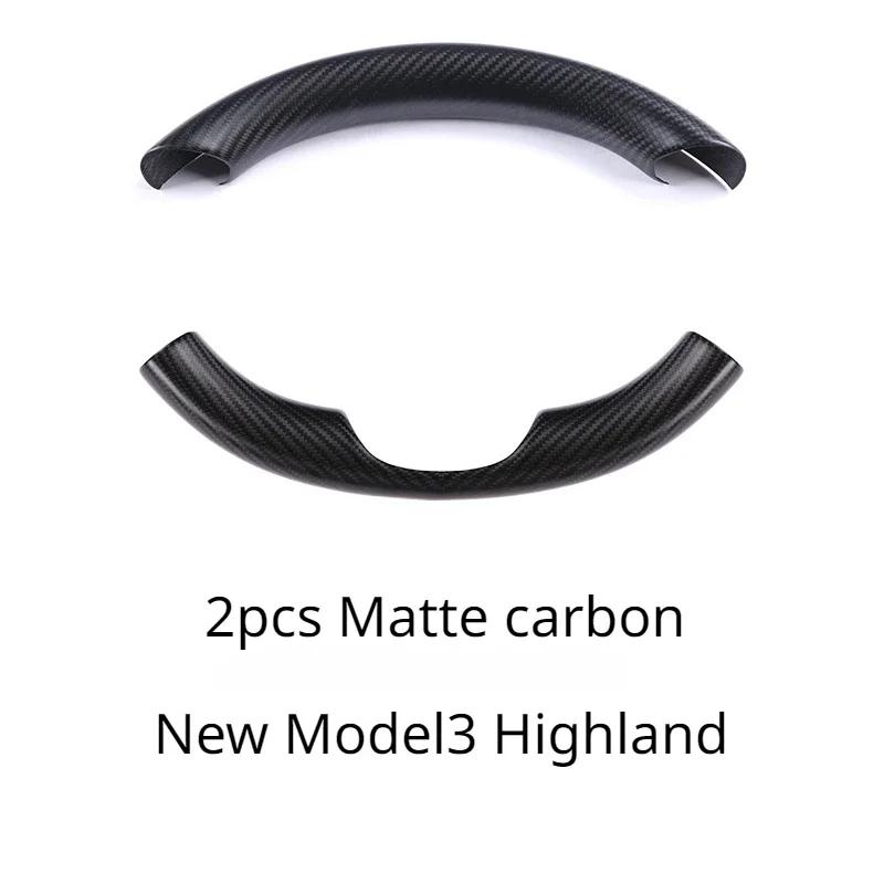 For Tesla New Model 3 Highland 2024-24 Accessories Steering Wheel Cover Real Dry Carbon Fiber 3K240G Steering Wheel Shell Decor