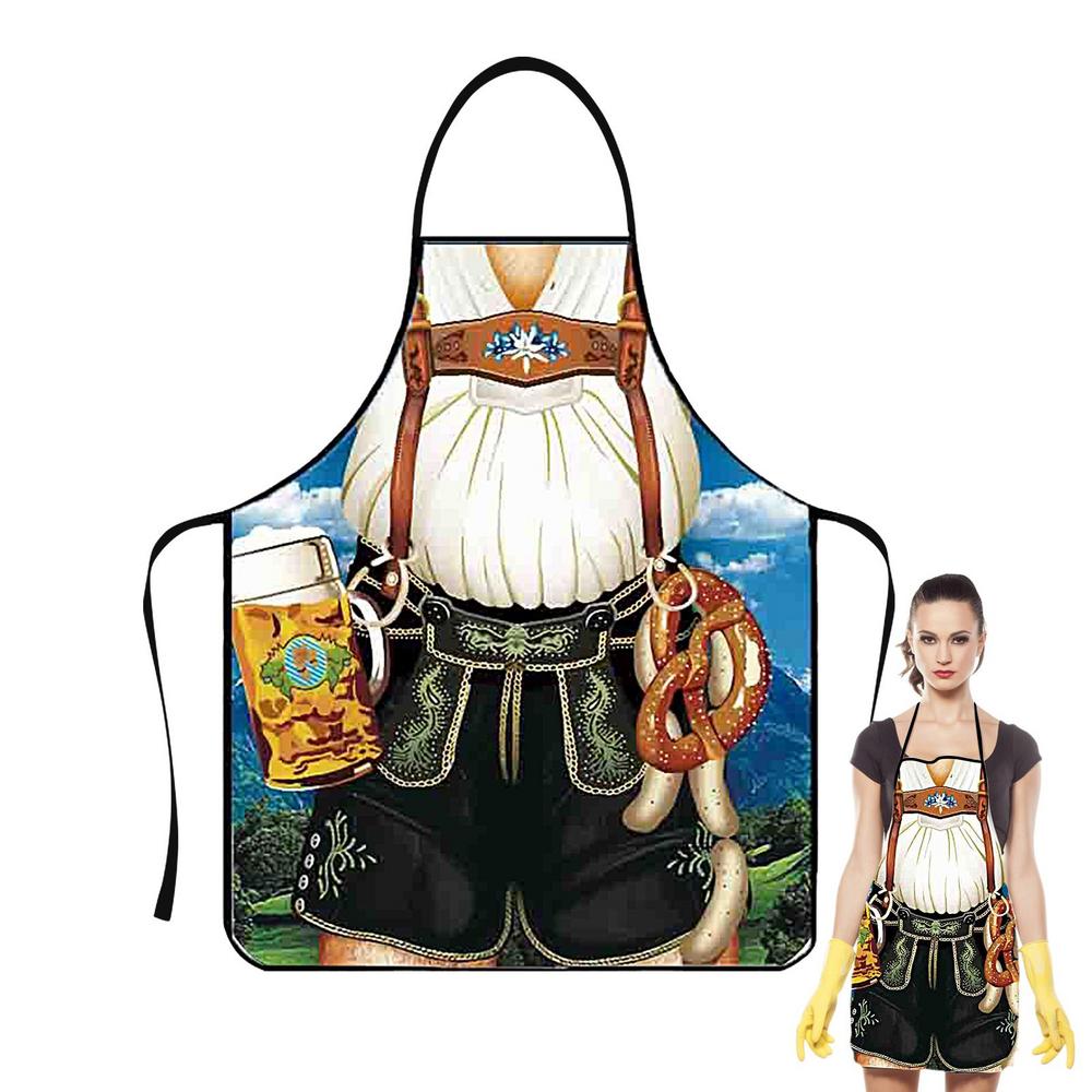Oktoberfest Apron Personality Sexy Kitchen Waterproof Apron For Woman Delantal Cocina Hombre Barista BBQ Funny Muscle Apron Bibs