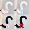 Süßes Katzenohren-Stirnband mit Schwanz-Set Cosplay Anime Convention Lolita Kostümzubehör Plüsch Weiß Rosa Blau Rot Schwarz