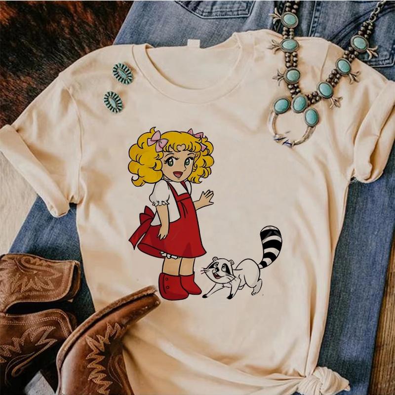 Lata 90. Kawaii Cukierki Cukierki Anime Letni Top Koszulka Damska Nadruk Koszulka Grunge Anime Manga Koszulka Topy Graficzny Estetyczny
