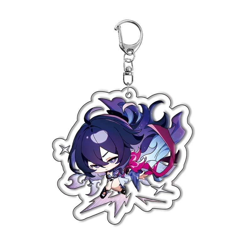 6CM Honkai Star Rail Anime Game Keychain Double-sided Cartoon Figure Lunae Blade Key Ring for Women Car Bag Phone Pendant Gifts