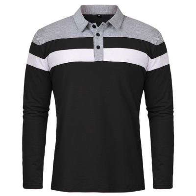 Casual Baumwolle Langarm Polo Shirts Männer Mode Patchwork Stretch Schlank Arbeit Golf Taste Polo Kragen T Shirt EURO Größe