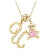 Luxurious Teddy Bear Pendant Necklace with Diamond Inlaid 26 English Letters Charm - European and American Fashion Style