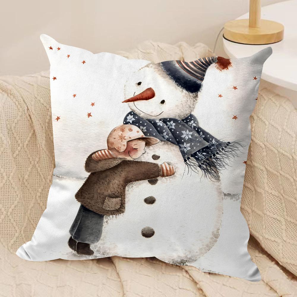Kids Snowflakes Funny Art Cushion Cover Silky Short Plush Invisible Zipper Dustproof Sofa Pillow Case For Home Decor