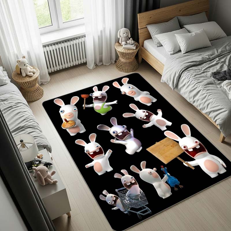 Raving Rabbids Carpet,Bedroom Rug, Doormat,Living Room Rug, Bedside Carpet, Computer Chair Mat, Christmas Gift.