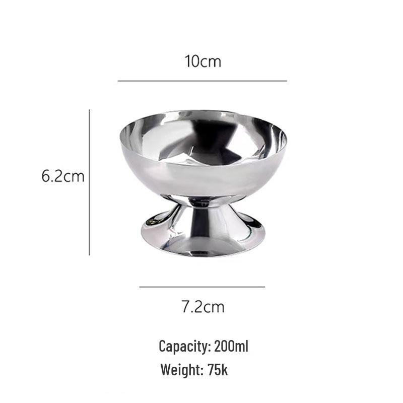 304 Stainless Steel Dessert Cup and Pudding Bowl – Small Snack Plate for Ice Cream