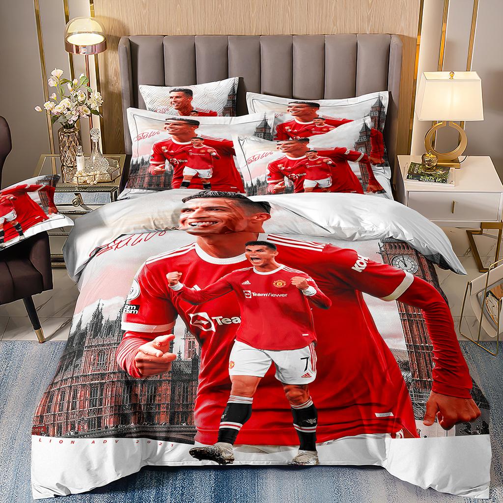 Bettbezug Luxuriös Fußballstar Cri-stiano Ronaldo Druck Bettwäsche Set Bettbezug Bett Jugend Kinder Mädchen Jungen Geburtstagsgeschenk