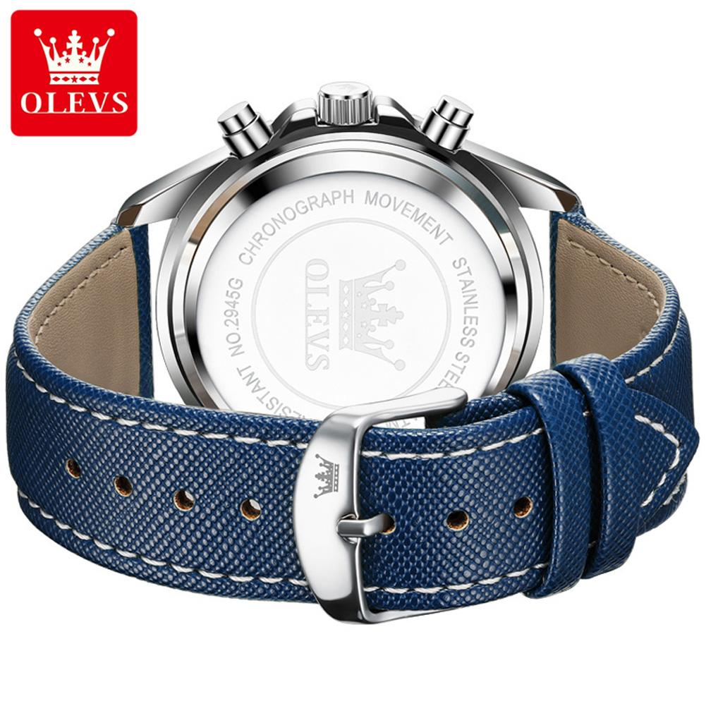 OLEVS Brand Luminous Calendar Waterproof Business Fashion Three Eye Six Pin Business Steel Band Men's Watch 2945