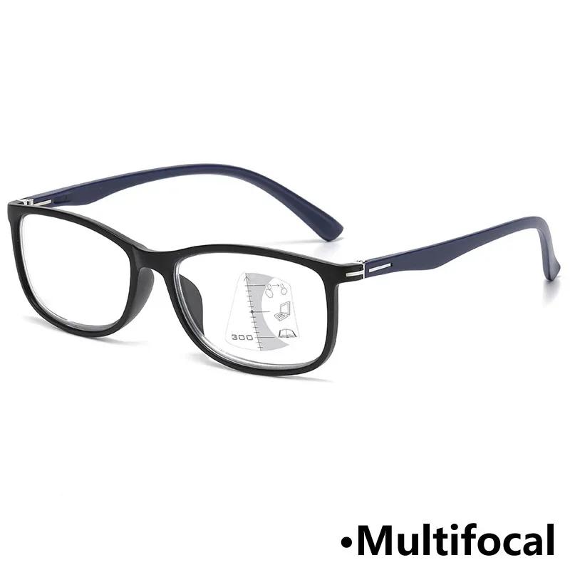 Trendy Progressive Multifocal Reading Glasses Anti-blue Light Hyperopia Eyewear for Men Women Retro Fashion Presbyopic Glasses
