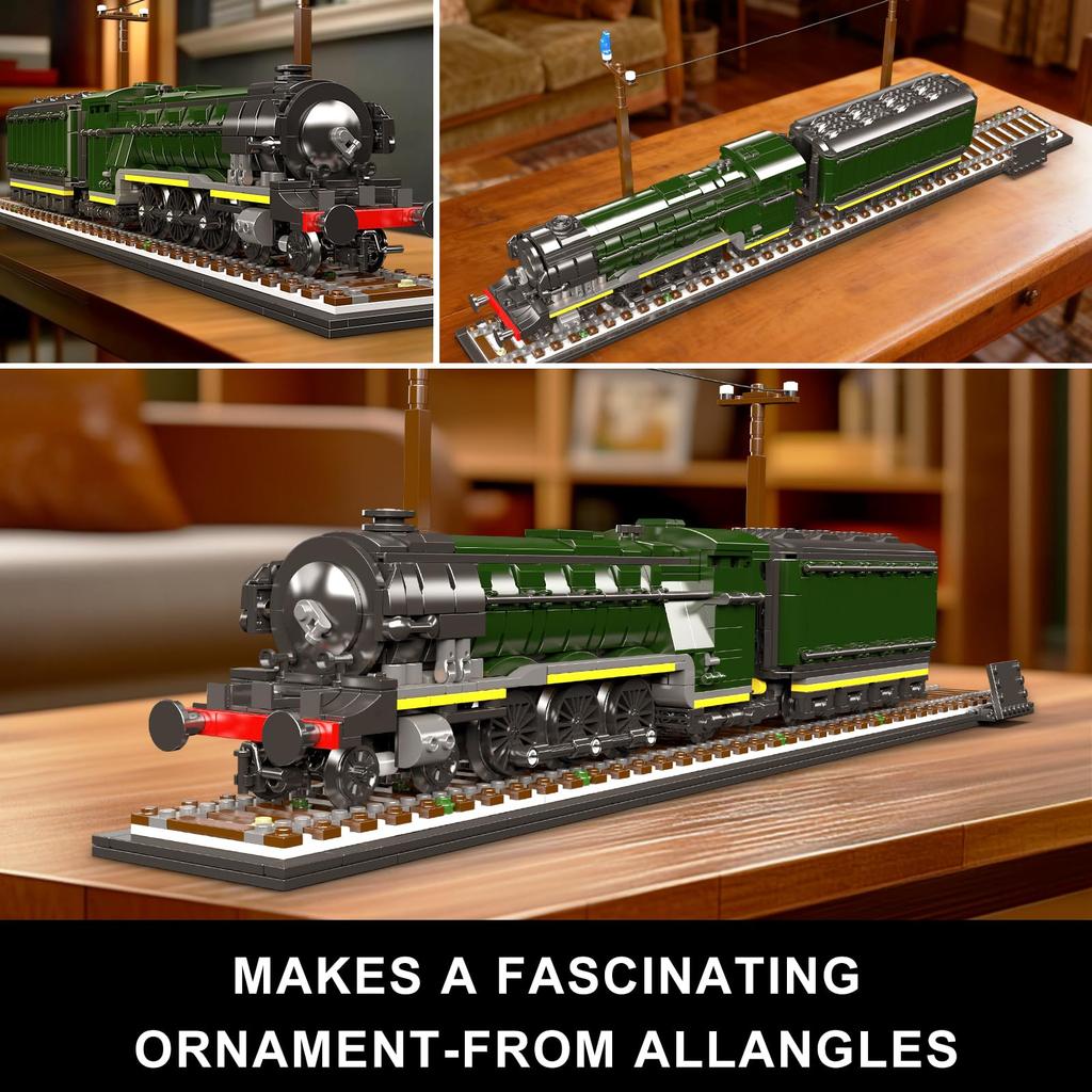 Mould King 12044 Classic Steam Locomotive Model Blocks, 1766 Pieces, Static Display Model Train, Building Toy for Teens & Adults, Perfect for