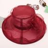 Summer Sun Hat For Women With Large Brim And Flower Decor Made From Eukran Organza
