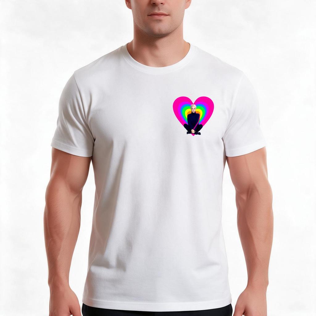 Rainbow Heart With Gillian Anderson Tshirt Summer Casual Cotton Tee Oversized Streetwear Tops Vintage Graphic Print