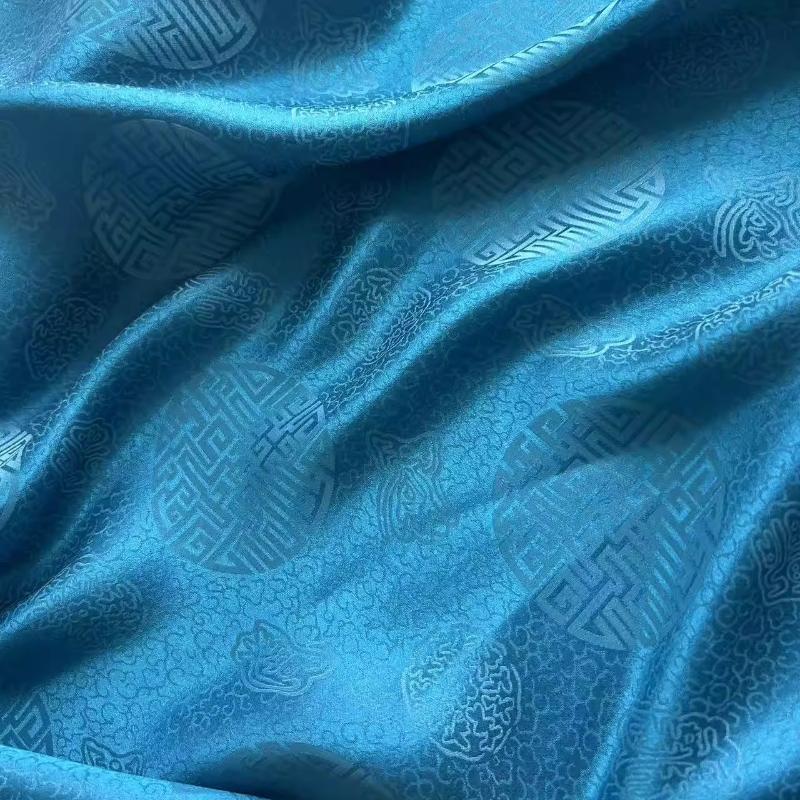 17 Ohm Silk Fabric Traditional Chinese Jacquard Silk Cotton Charmeuse Crepe Tissu Fabric for Sewing Cheongsam Cloth Width 114cm