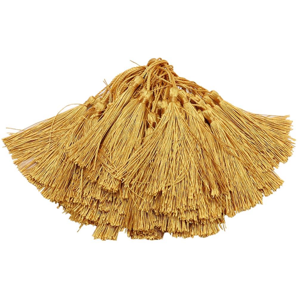 

DIY Projects 5 Inches 100 Pieces Gold Polyester Floss Soft Craft Bookmark Tassels Cord Loop Small Chinese Knot Jewelry Making армія зелений колір