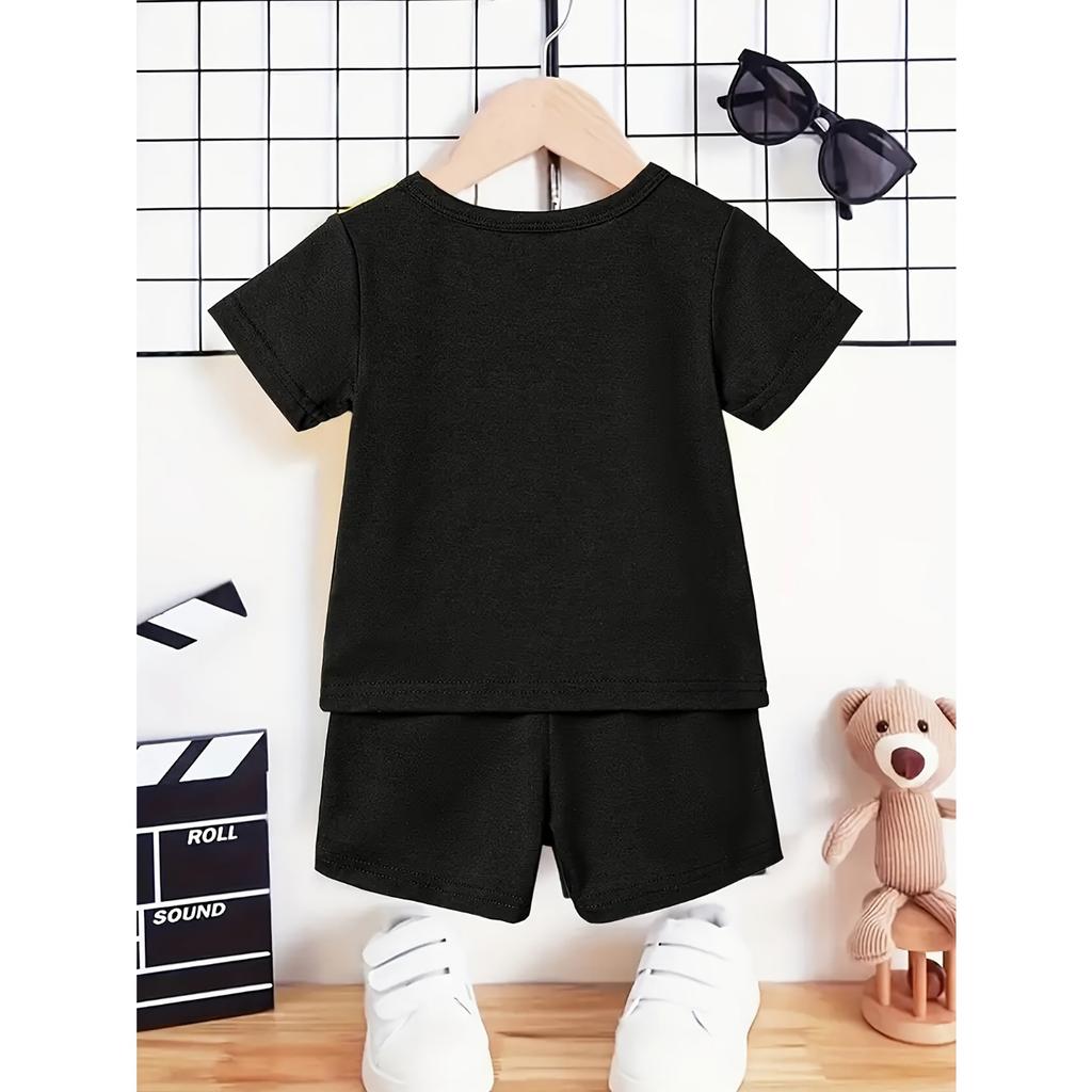 Boys' Outfit Set of 2, Hand-cut, 3D Bear Print. Outdoor Casual Must-have Gift for Family Friends