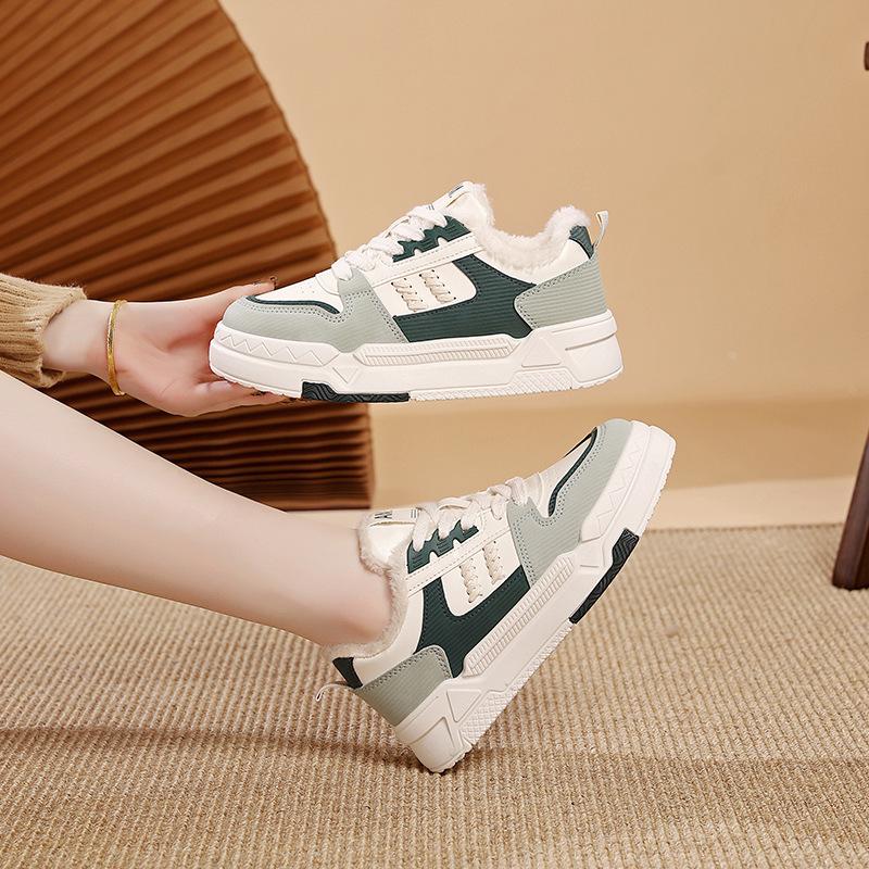 Fleece thickened board shoes women's 2025 winter new casual little white shoes women's warm women's cotton shoes DY005