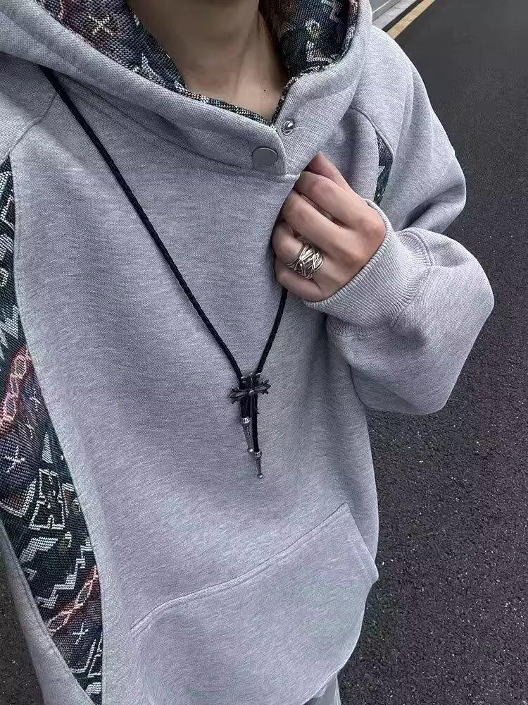 2025 Men's Plus Velvet Heavyweight Hoodie - Trendy American Lazy Style, Loose Fit, Perfect for Couples in Spring & Autumn.