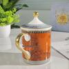 Tiger Totem Retro Bone China Mug with Lid – Coffee Cup Gift Set