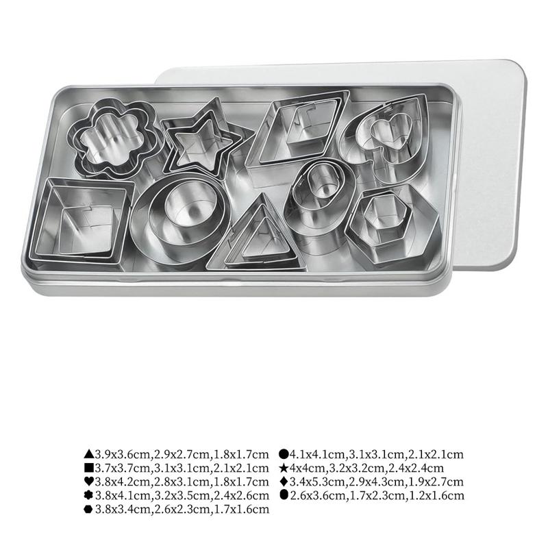 12/30PCS Stainless Steel Mini Cookie Cutters Set Geometric Shape Baking Tools for Biscuit Fondant Kitchen Baking Supplies