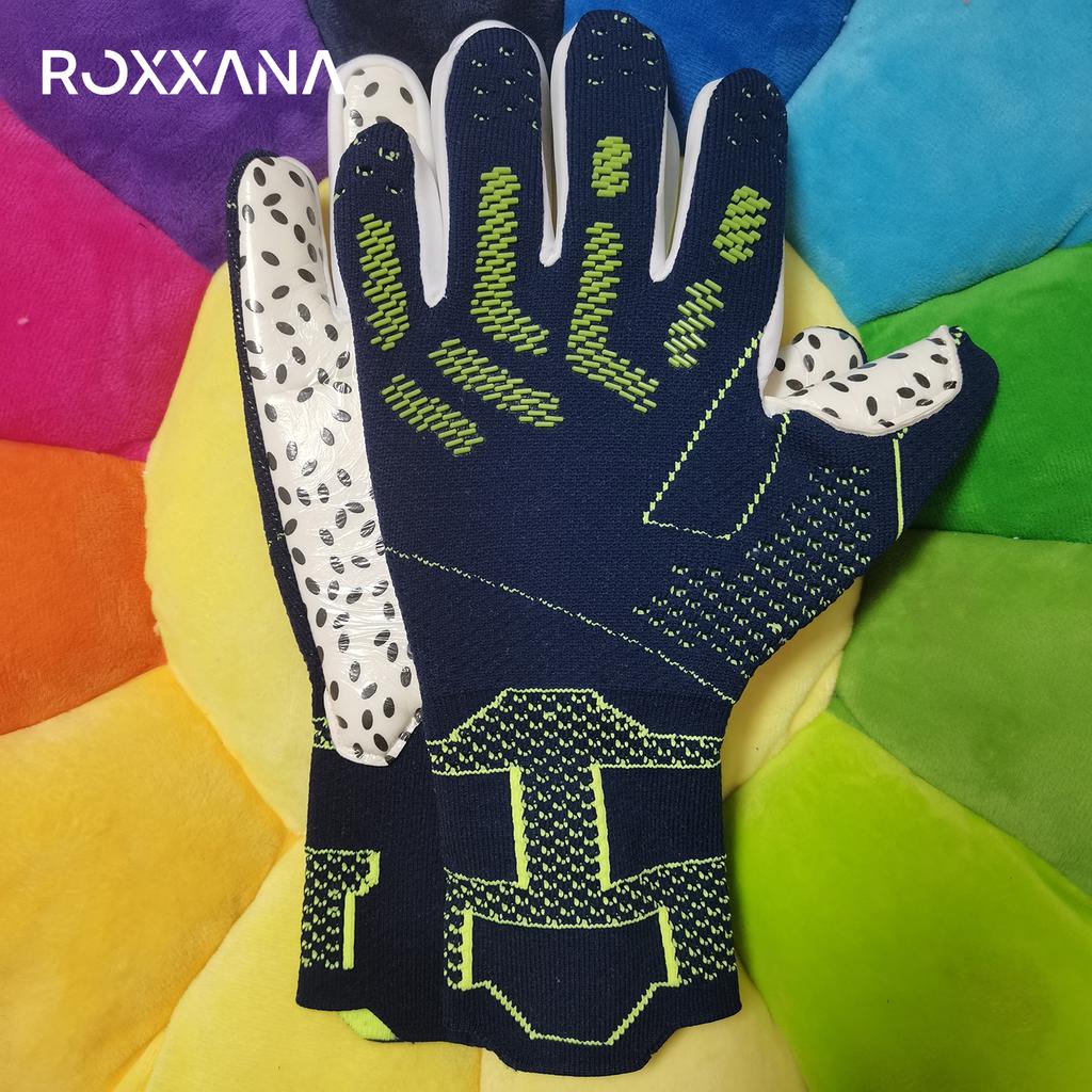 ROXXANA Rutschfeste Latex Fußball Torwarthandschuhe Erwachsene Kinder Hochleistungs Fußballhandschuhe Latex Verdickter Fingerschutz