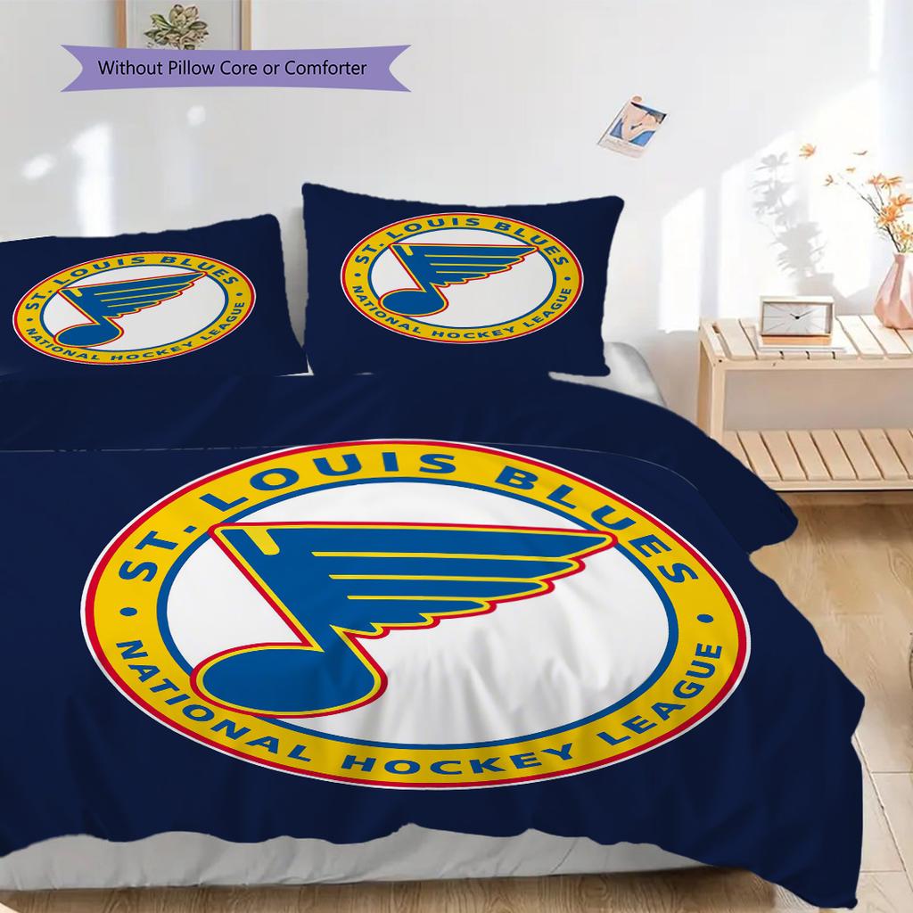 St. Set Copripiumino Trapuntato Louis Blues Federa Decorazione Casa Regalo di Compleanno (1 * copripiumino + 2 * federa, senza nucleo)