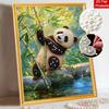 DIY Pearl Painting Canvas Panda Design Shiny 3D Bead Art Kit Creative Leisure Craft for Living Room Wall Decor