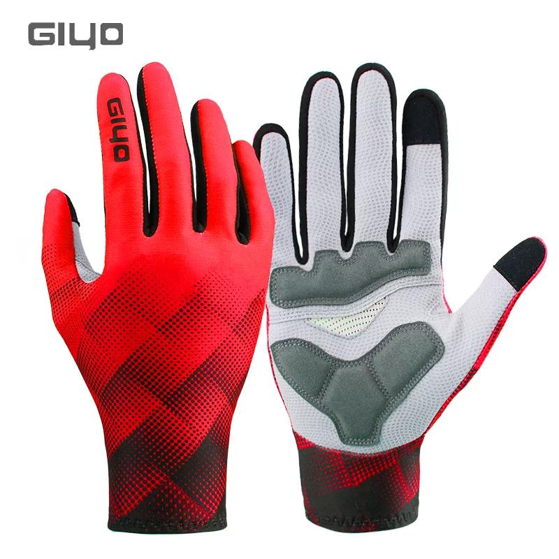 Giyo Windproof Autumn and Winter Warm Road and Mountain Bike Fleece Long Finger Gloves for Men and Women Outdoor Cycling Gear