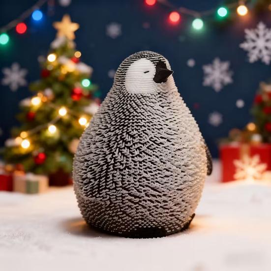 3D Printed Penguin Ornament Glow-in-the-dark Standing Lying Penguin Figurine Glowing Simulated Animal Model Home Office Decoration