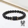 Twelve Constellations Beaded Elastic Bracelet For Men And Women With Black Matte Agate For Travel Gifts