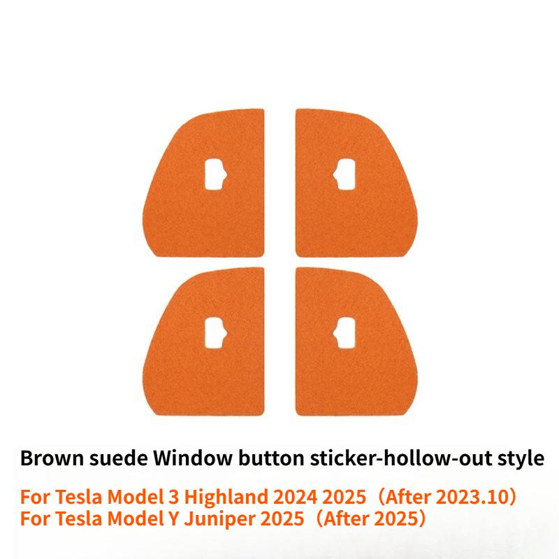 For Tesla Model 3 Y 2017-2025 New Model 3 Y Juniper Suede Door Switch Lock Button Trim Decor Car Sticker Interior Accessories