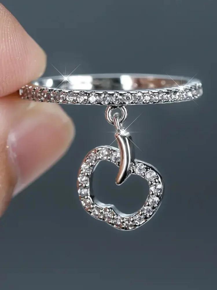 

Кольца-подвески Huitan Cute Apple, подходящие друг другу, романтические, современные аксессуары для пальцев для женщин, простые, стильные, блестящие, ювелирные изделия для вечеринок 6