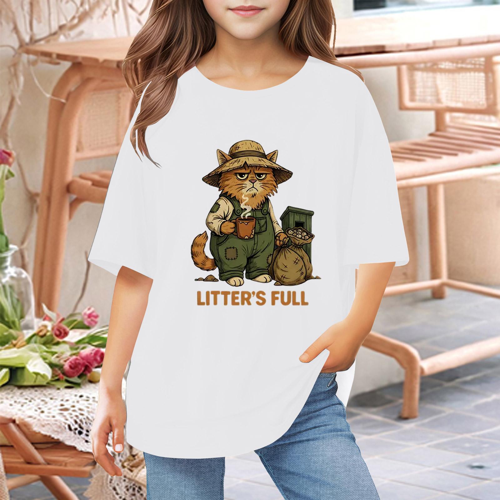 

Футболки для малышей, девочек и мальчиков, детские футболки с короткими рукавами и принтом для мальчиков и девочек 1-12 лет 160 белый