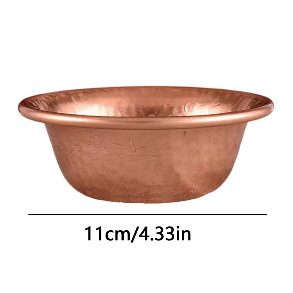 Copper Pet Bowl 11cm Hammered Copper Dog Water Bowl, Stackable No-Coating Wide Metal Pet Food Bowl For Home Kitchen Garden Patio